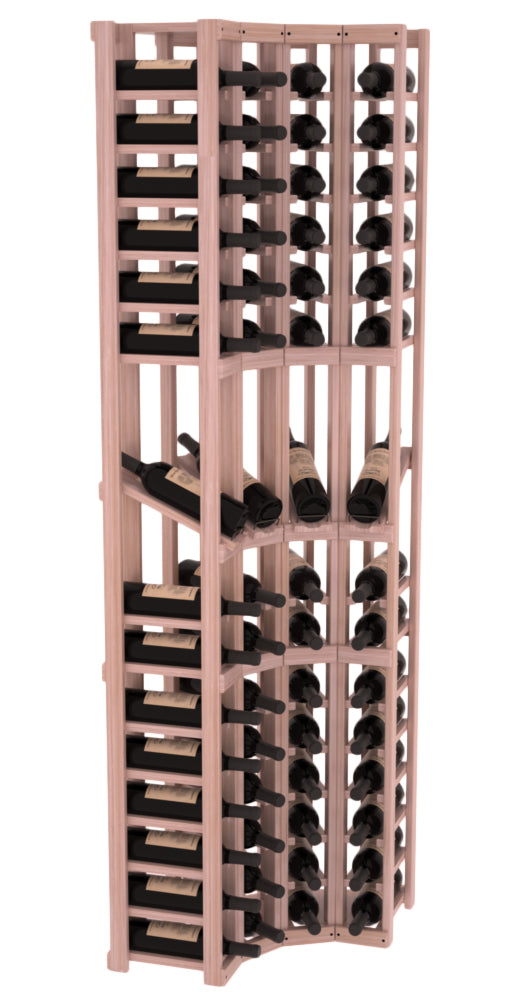 InstaCellar 4 Column Corner Display Row Rack – Ponderosa Pine / Unstained