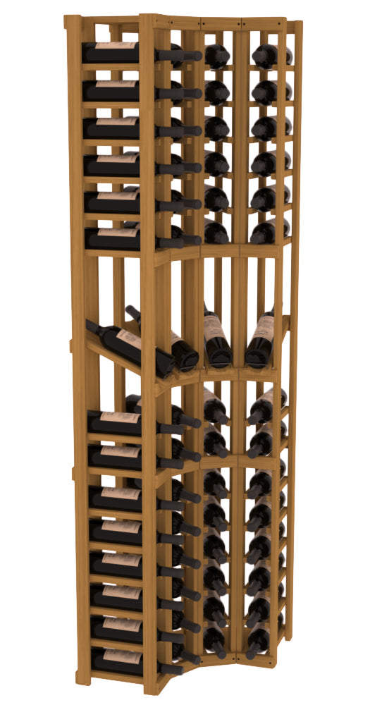 InstaCellar 4 Column Corner Display Row Rack – Ponderosa Pine / Oak stained