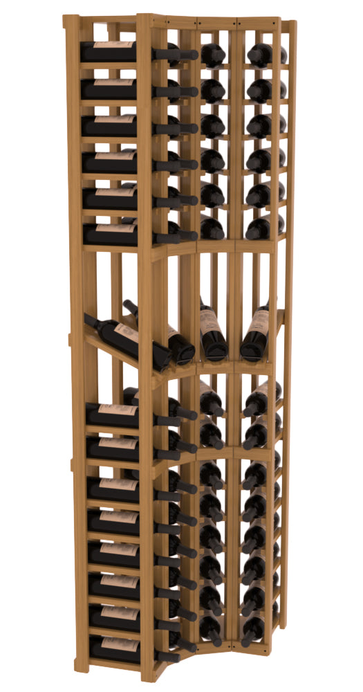 InstaCellar 4 Column Corner Display Row Rack – Ponderosa Pine / Oak stained