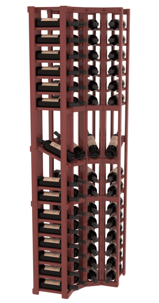 InstaCellar 4 Column Corner Display Row Rack – Ponderosa Pine / Cherry stained