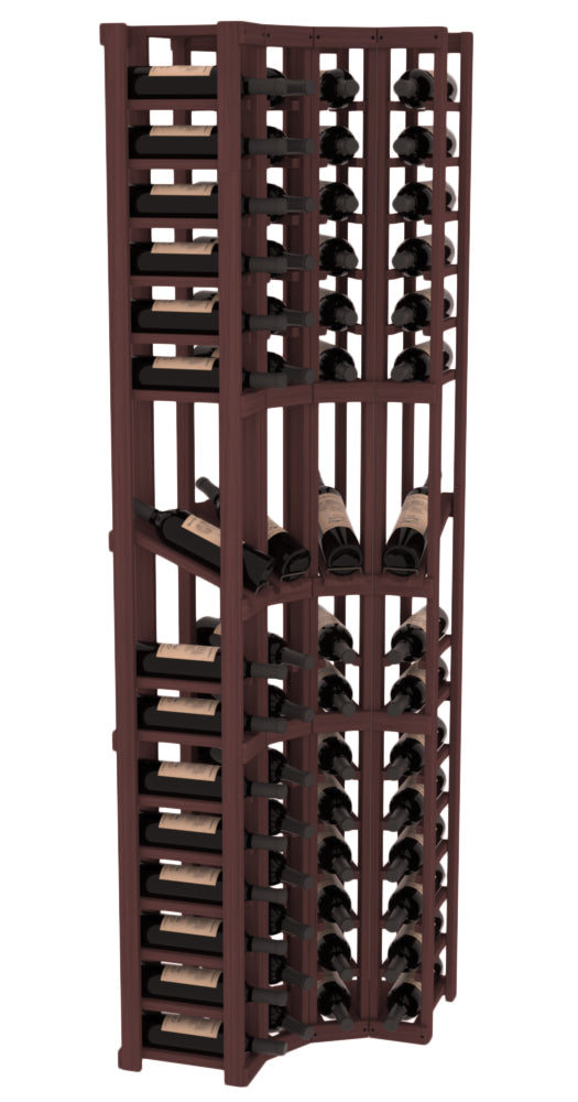 InstaCellar 4 Column Corner Display Row Rack – Ponderosa Pine / Walnut stained