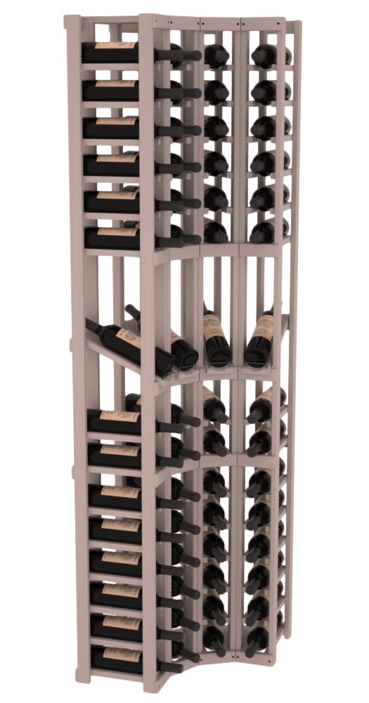 InstaCellar 4 Column Corner Display Row Rack – Ponderosa Pine / Greywash stained