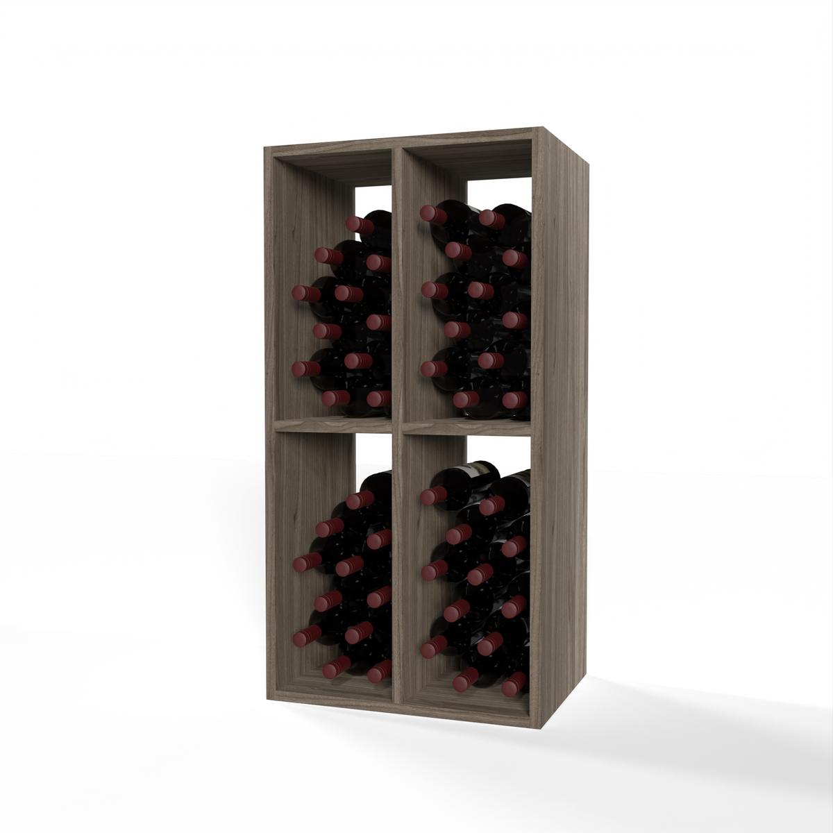 GrandCellar™ 4 Column Full-Depth Wine Case Bin – 36" – Walnut / Unstained