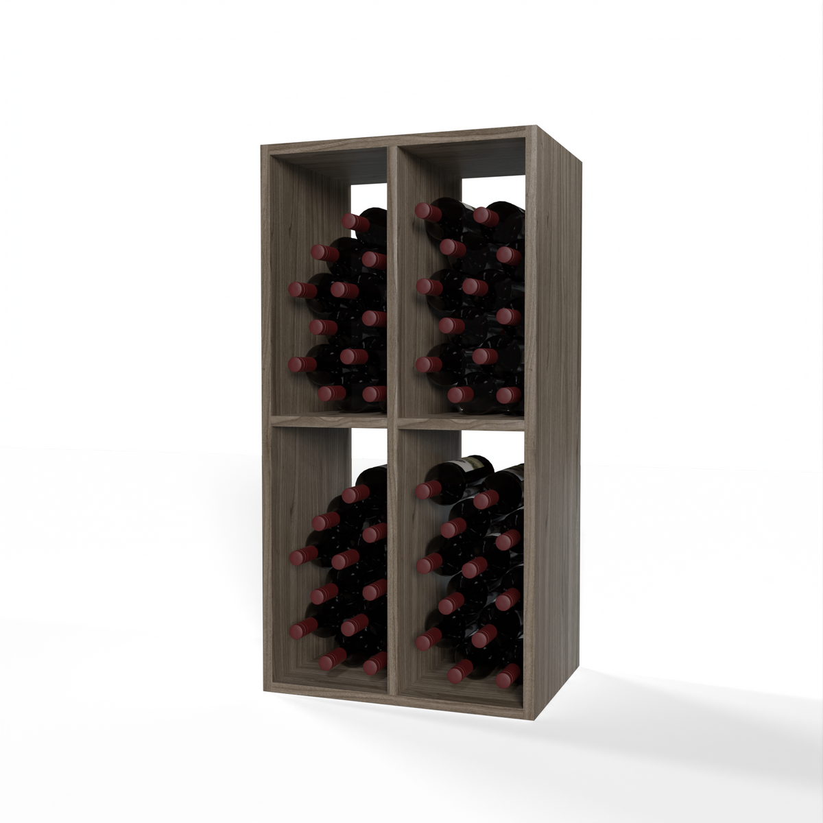 GrandCellar™ 4 Column Full-Depth Wine Case Bin – 36" – Walnut / Unstained