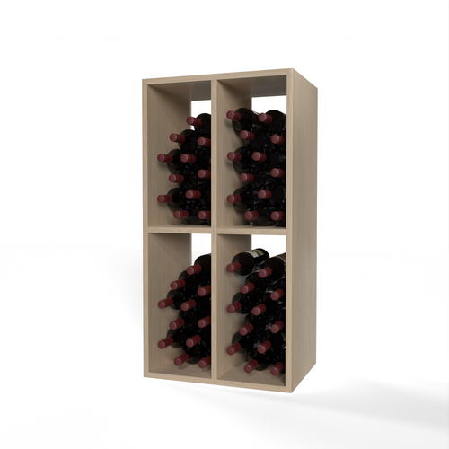 GrandCellar™ 4 Column Full-Depth Wine Case Bin – 36" – White Oak / Unstained