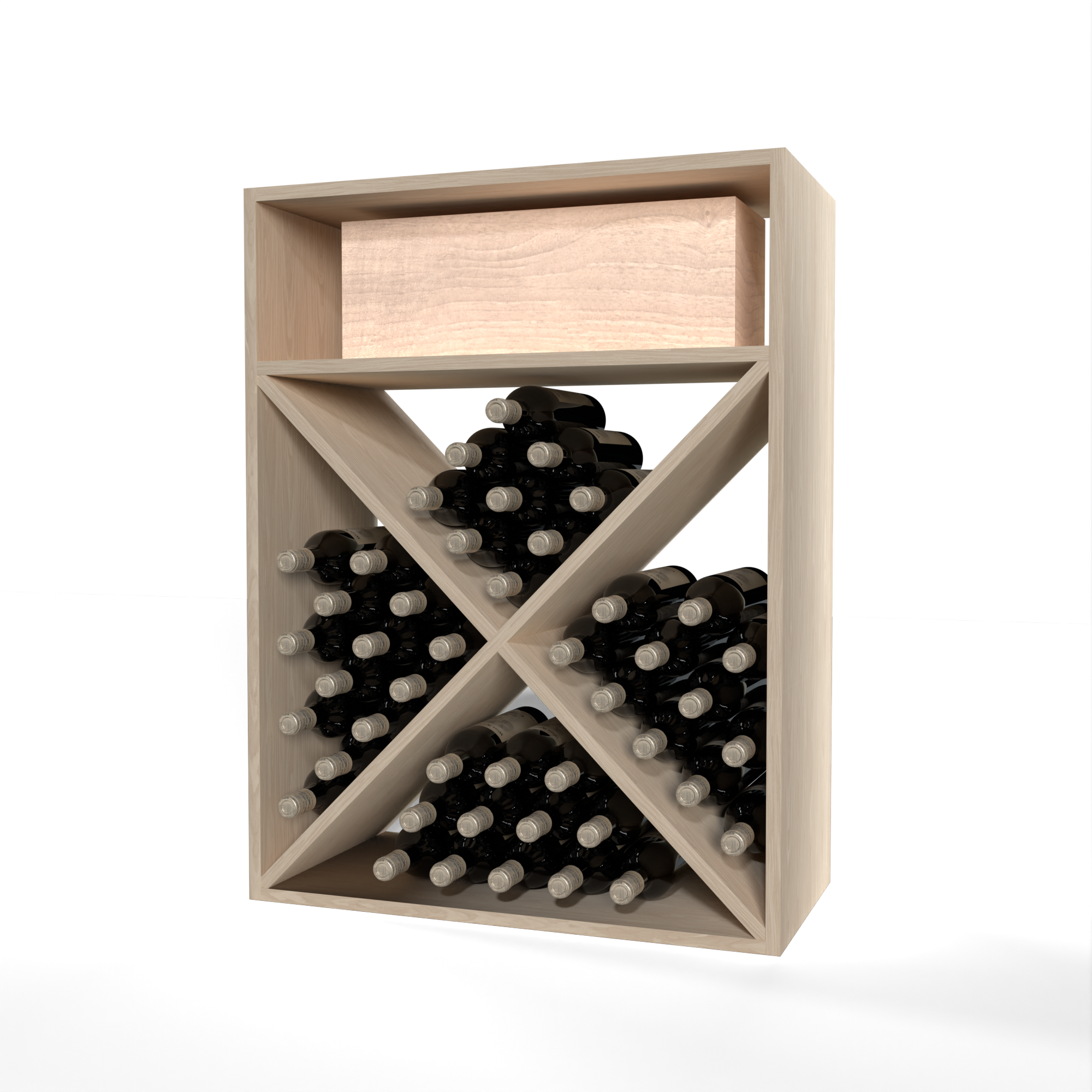 GrandCellar™ 6 Column Full-Depth X Bin – 36" – White Oak / Unstained
