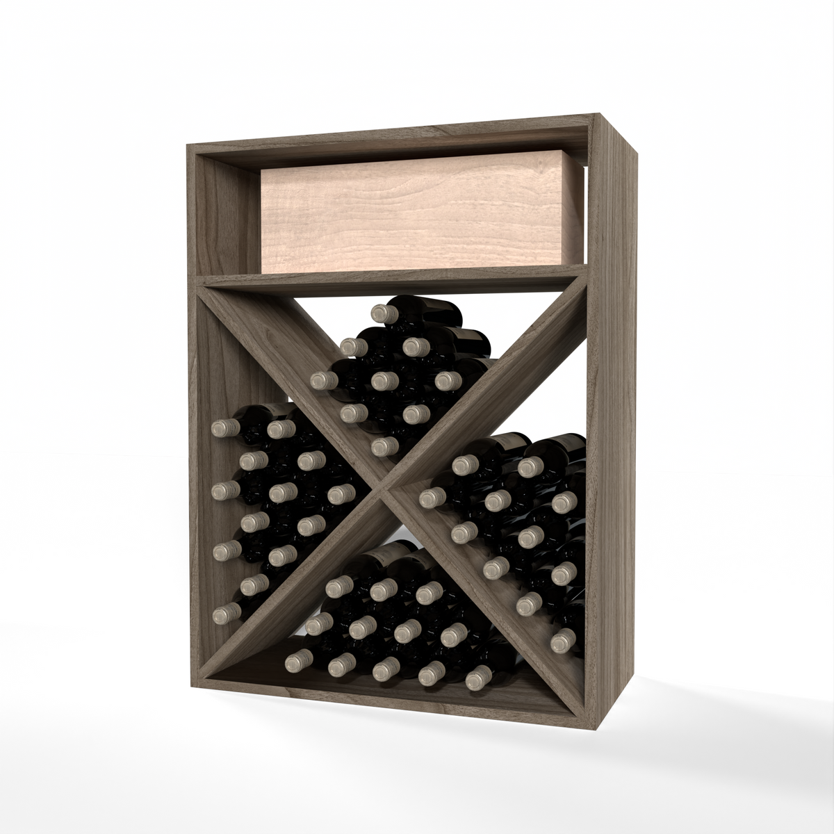 GrandCellar™ 6 Column Full-Depth X Bin – 36" – Walnut / Unstained