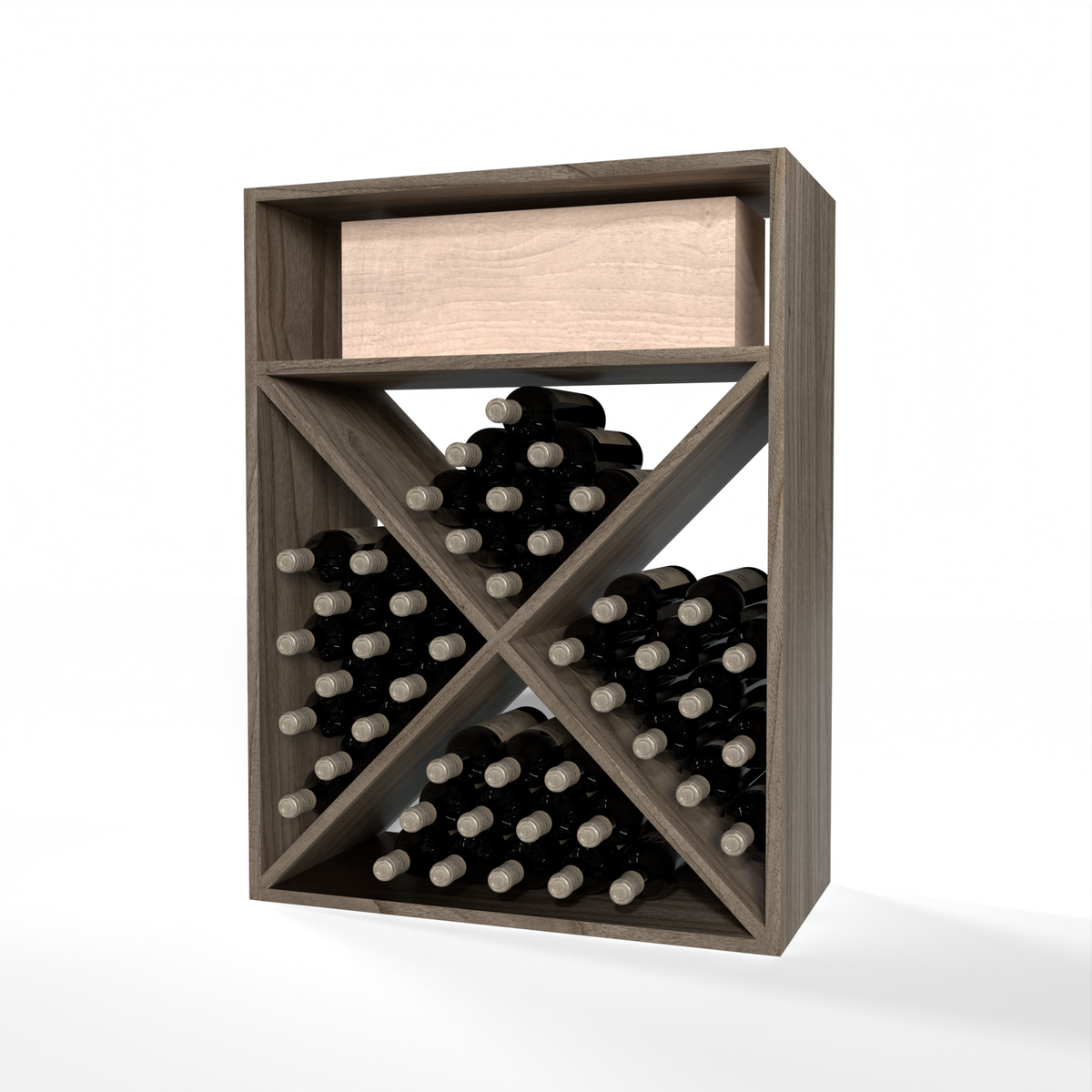 GrandCellar™ 6 Column Full-Depth X Bin – 36" – Walnut / Unstained