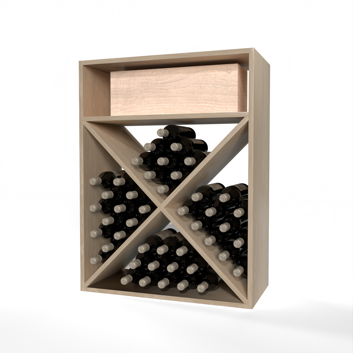GrandCellar™ 6 Column Full-Depth X Bin – 36" – White Oak / Unstained