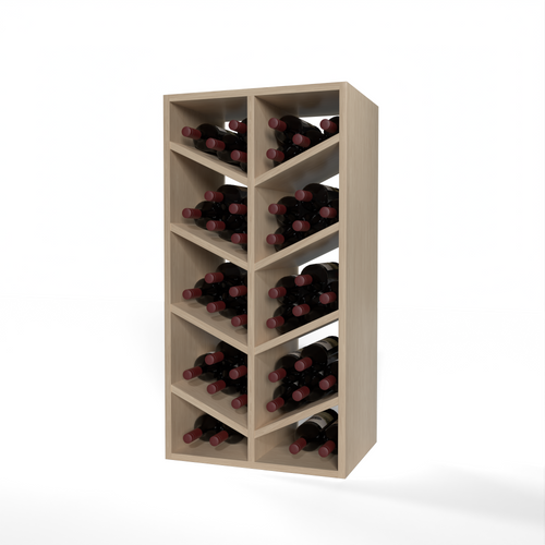 GrandCellar™ 4 Column Full-Depth Chevron Wine Bin – 36" – White Oak / Unstained