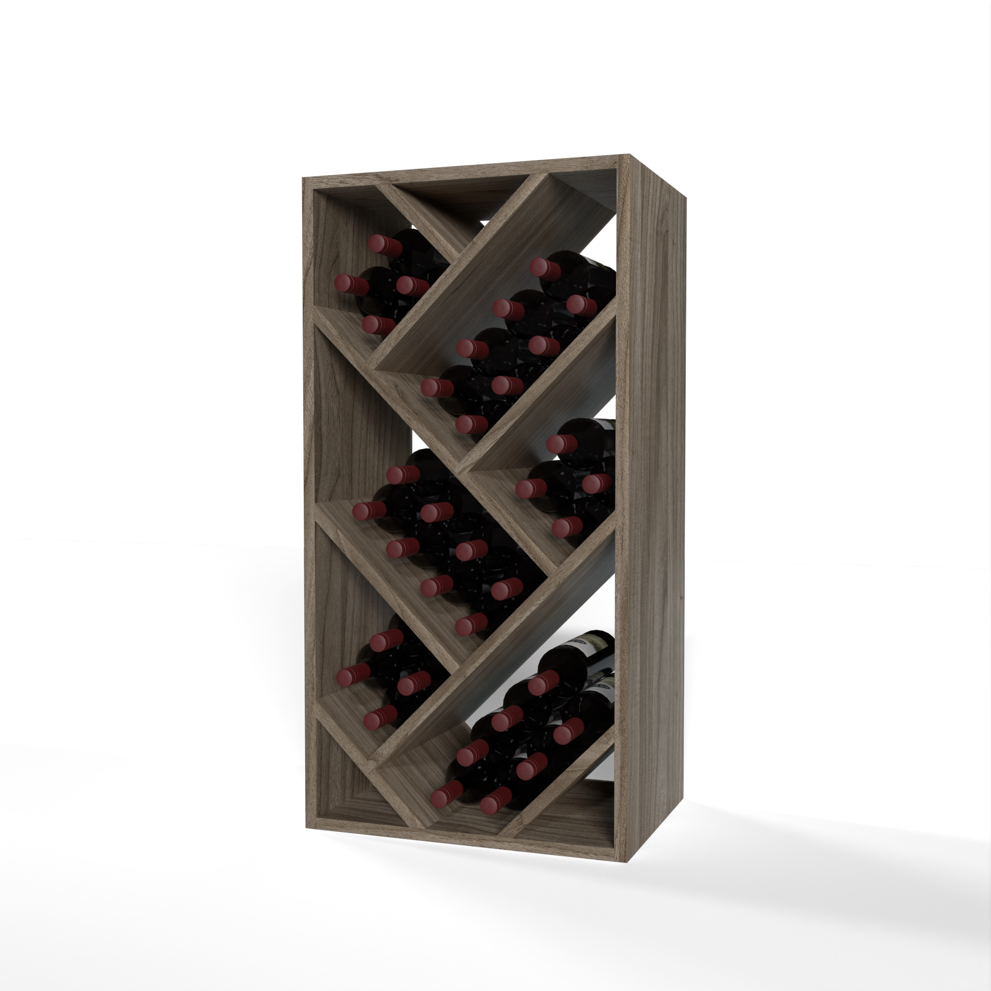 GrandCellar™ 4 Column Full-Depth Herringbone Wine Bin – 36" – Walnut / Unstained