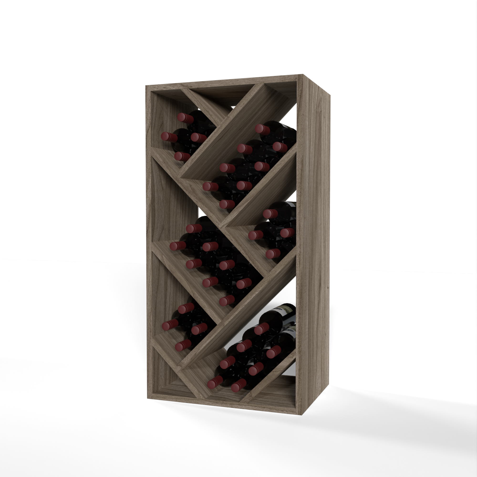 GrandCellar™ 4 Column Full-Depth Herringbone Wine Bin – 36" – Walnut / Unstained