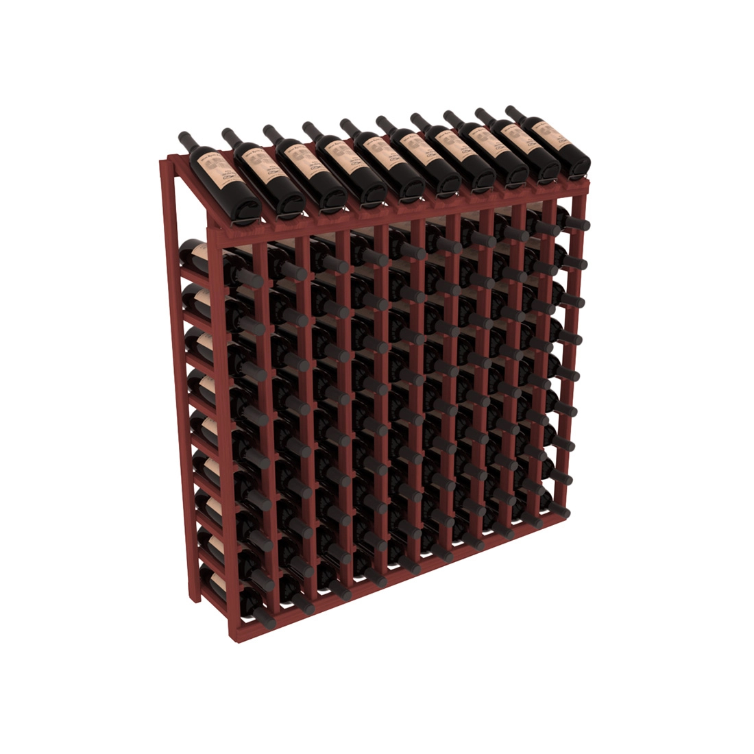 Retail Display-Top Wine Rack 10x10 – Grand Mahogany / Greywash stained
