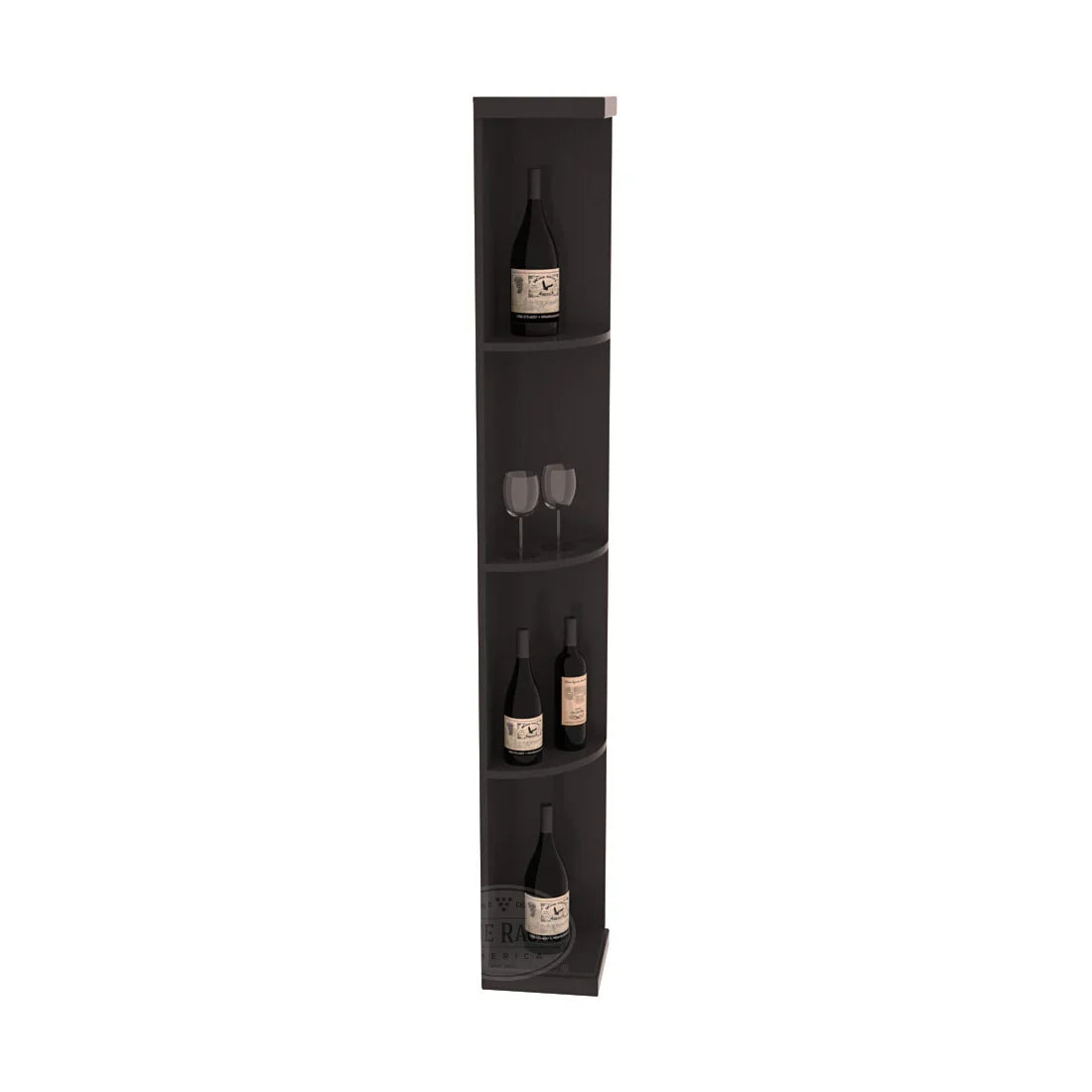 InstaCellar Quarter Round Display – Knotty Alder / Black stained