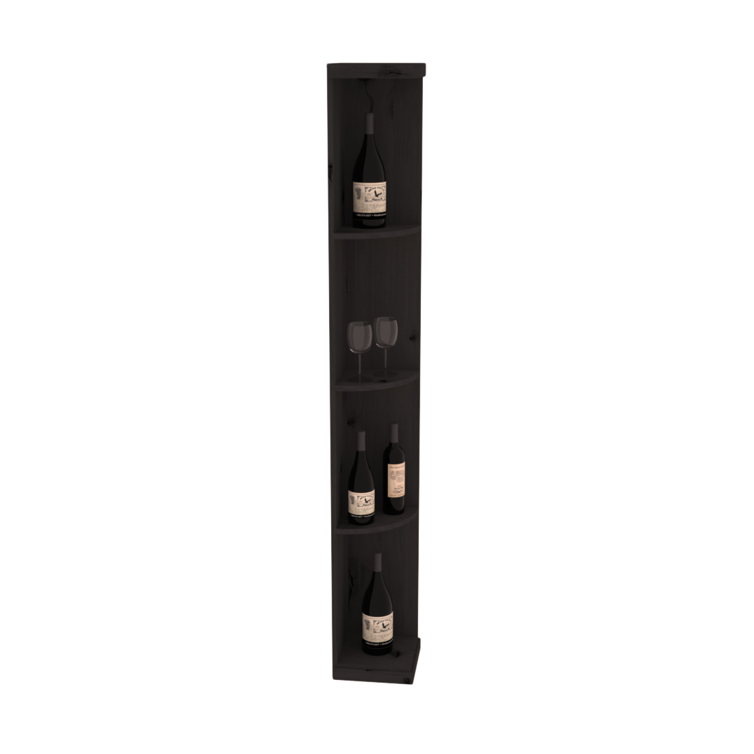 Retail Quarter-Round Wine Display Rack – Alder / Black stained