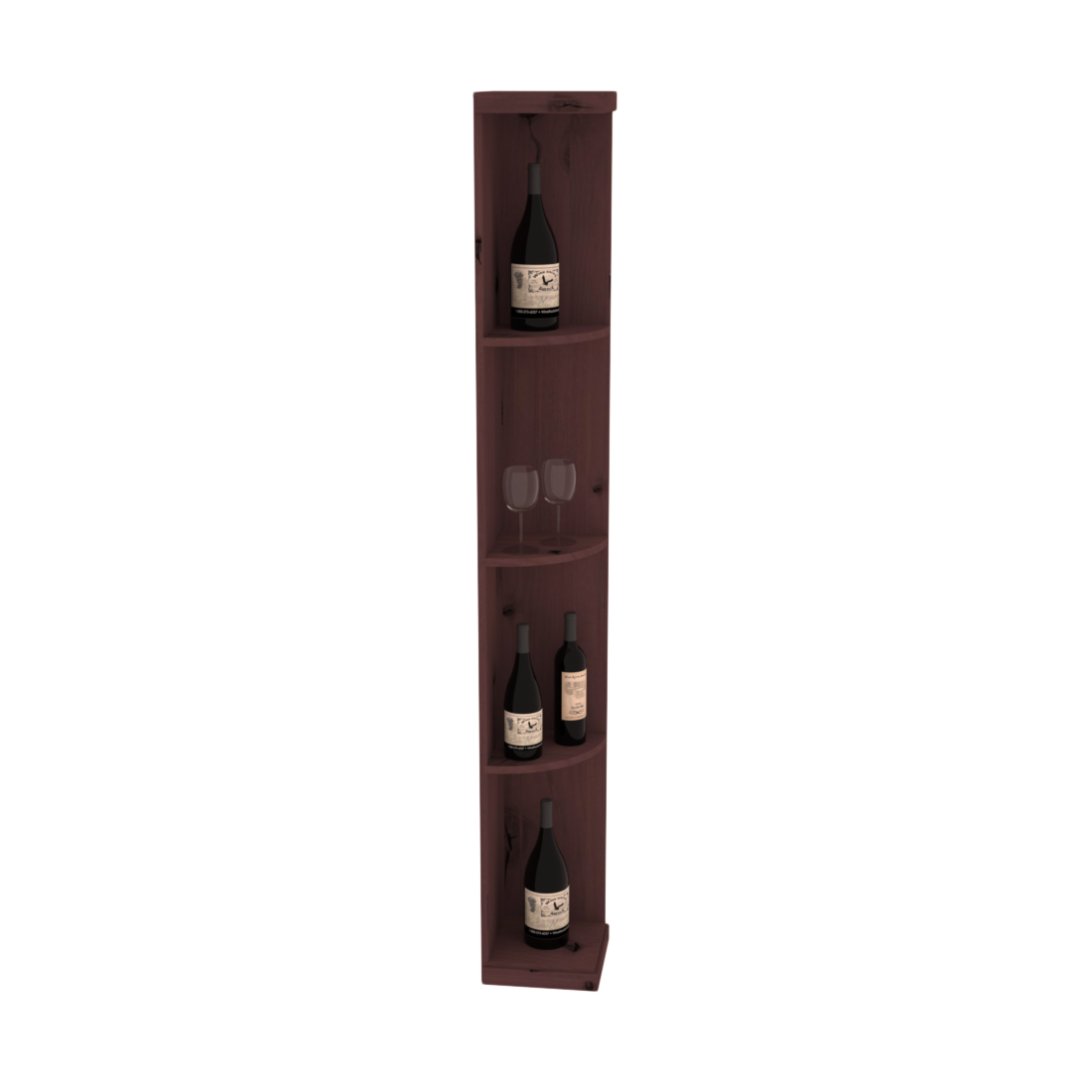 Retail Quarter-Round Wine Display Rack – Alder / Black stained