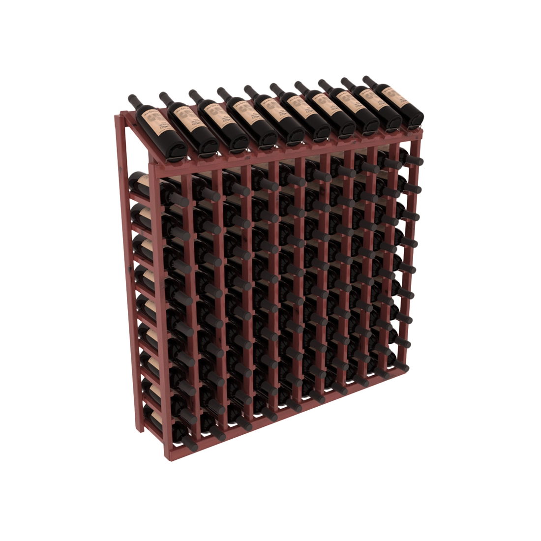 Retail Display-Top Wine Rack 10x10 – Knotty Alder / Walnut stained