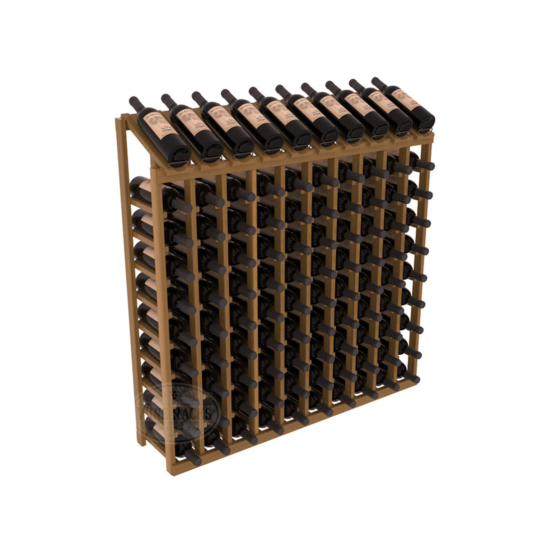 Retail Display-Top Wine Rack 10x10 – Premium Redwood / Walnut stained