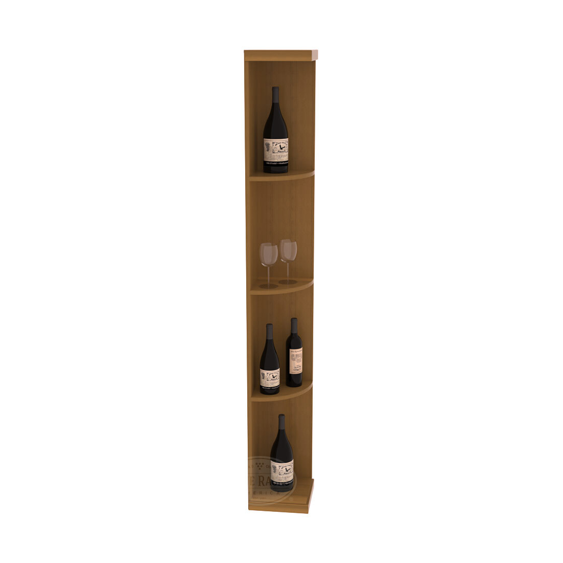 Retail Quarter-Round Wine Display Rack – Redwood / Walnut stained