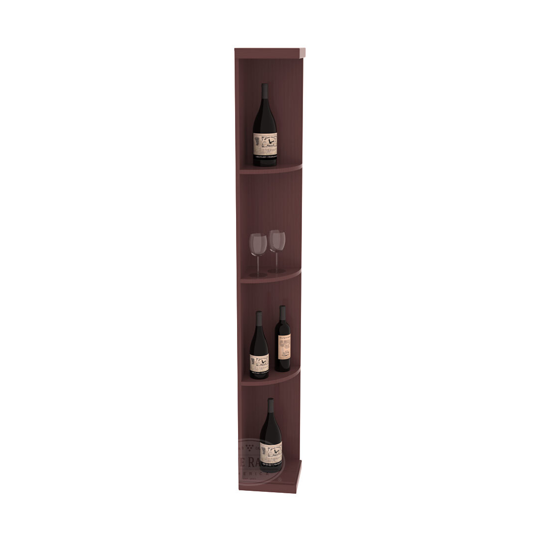 Retail Quarter-Round Wine Display Rack – Pine / Walnut stained