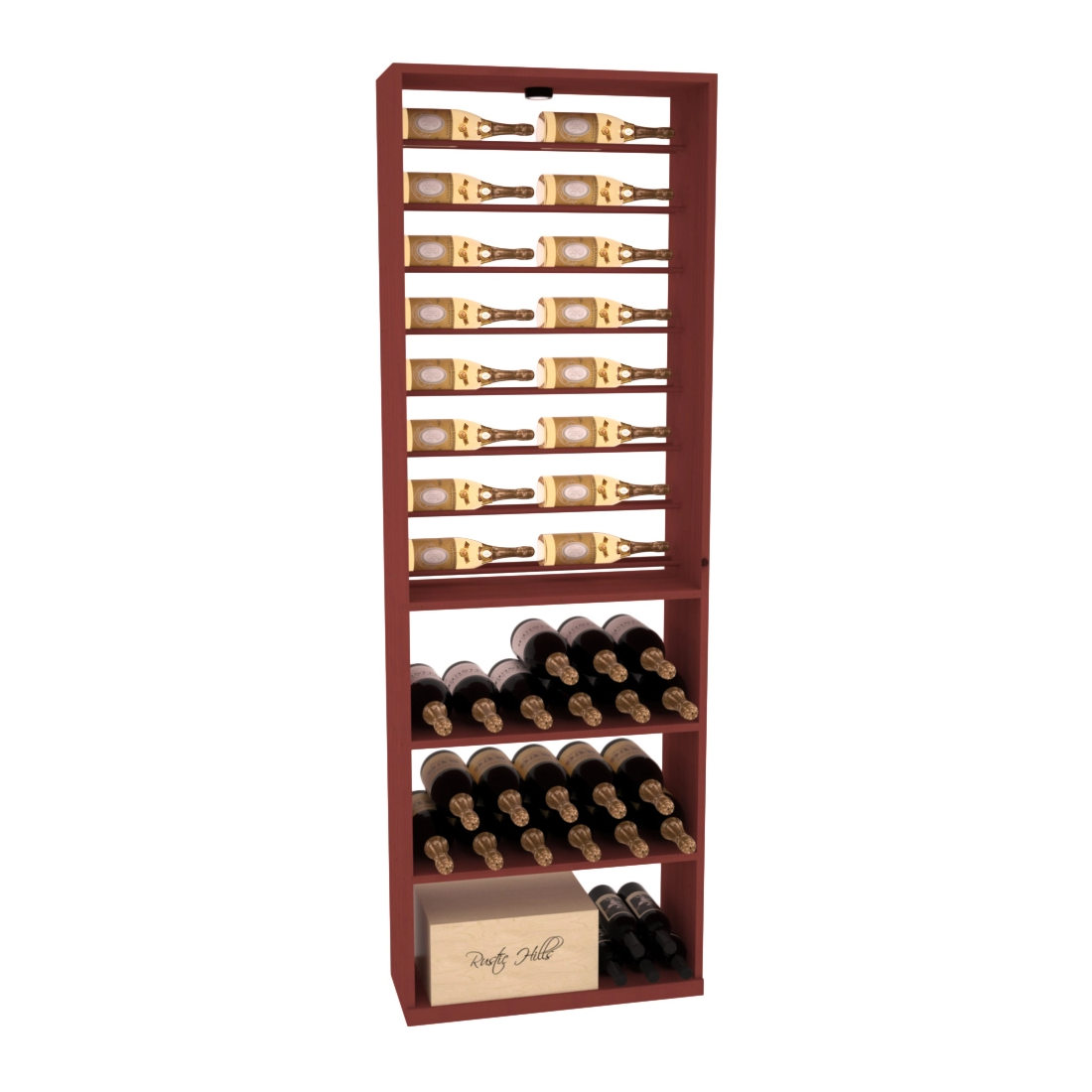 Retail Horizontal Bottle Display Rack – Ponderosa Pine / Cherry stained
