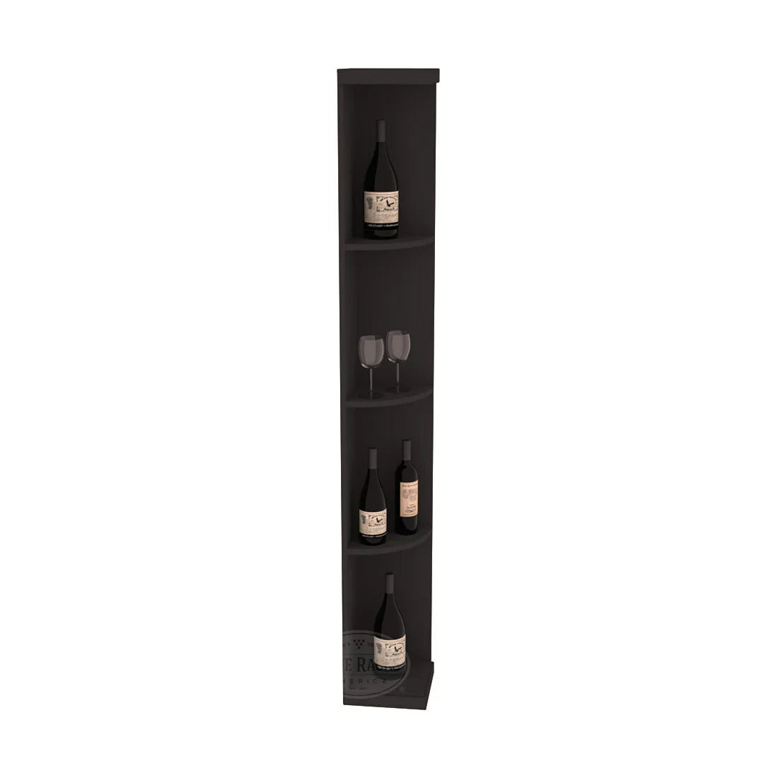 InstaCellar Quarter Round Display – Knotty Alder / Black stained