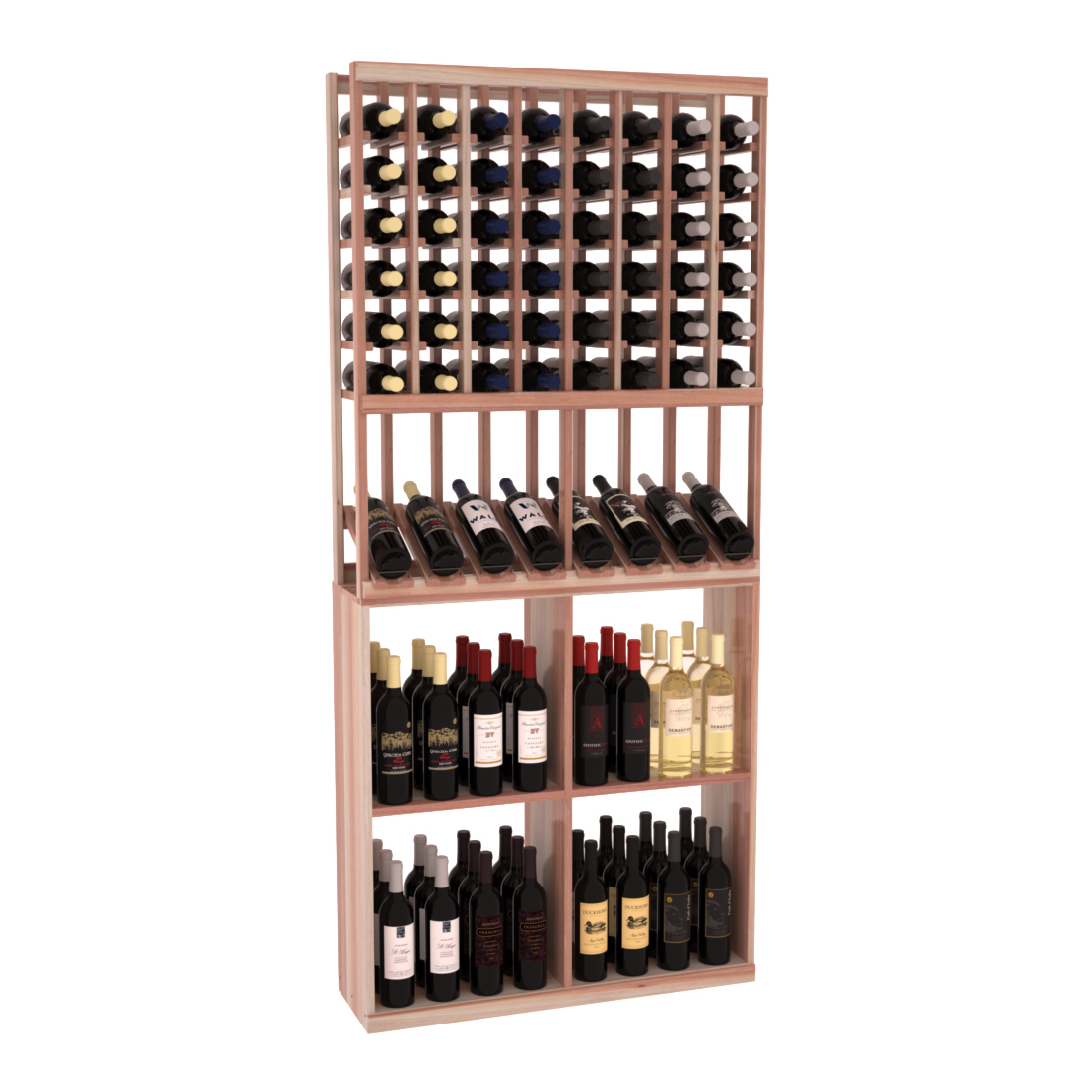 Retail High-Reveal Wine Display Rack – Premium Redwood / Cherry stained