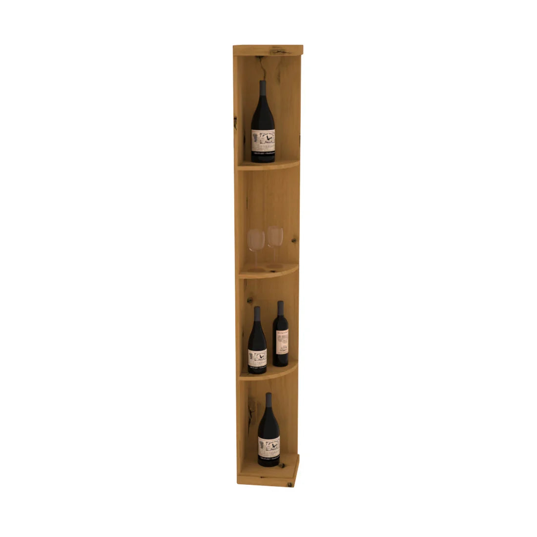 InstaCellar Quarter Round Display – Premium Redwood / Cherry stained