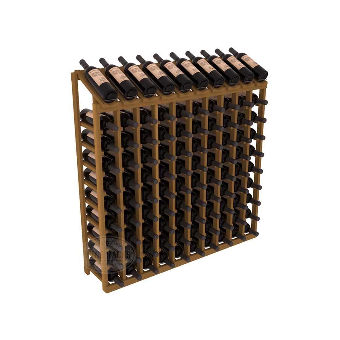 Retail Display-Top Wine Rack 10x10 – Premium Redwood / Walnut stained