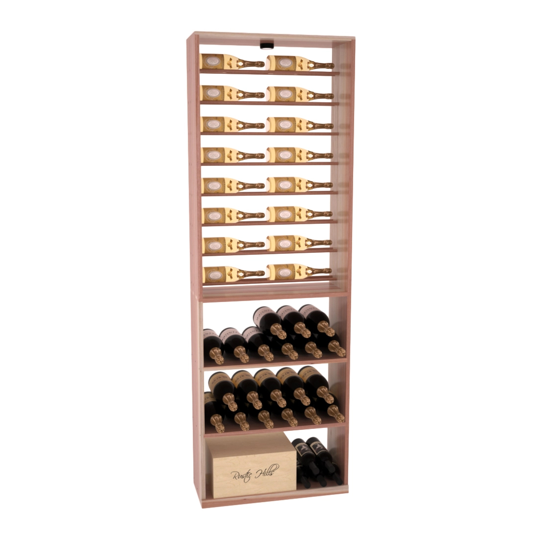 Retail Horizontal Bottle Display Rack – Premium Redwood / Cherry stained