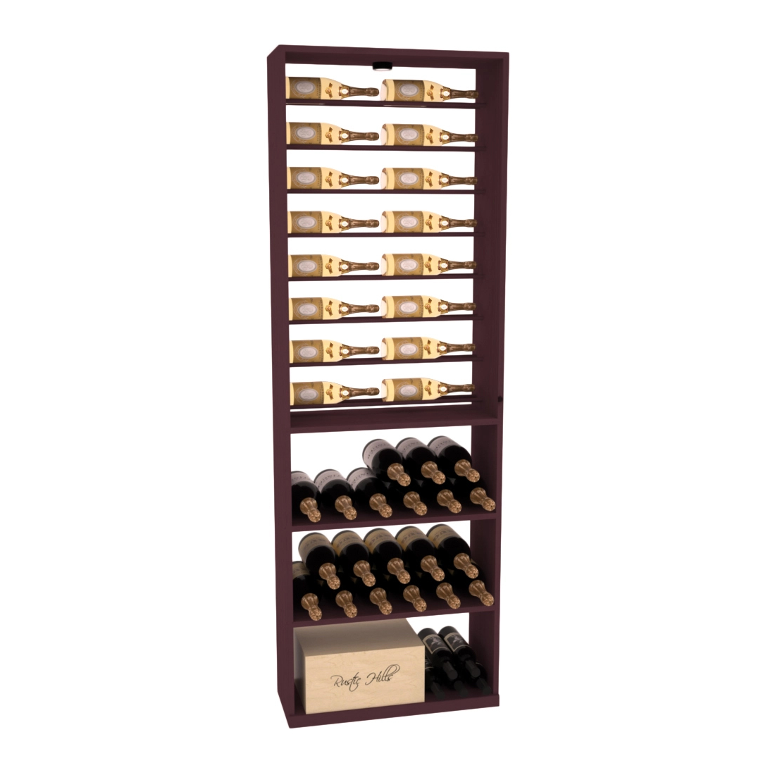 Retail Horizontal Bottle Display Rack – Ponderosa Pine / Black stained