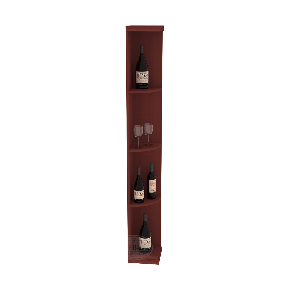 Retail Quarter-Round Wine Display Rack – Redwood / Walnut stained