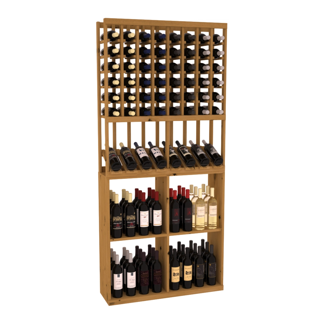 Retail High-Reveal Wine Display Rack – Knotty Alder / Cherry stained