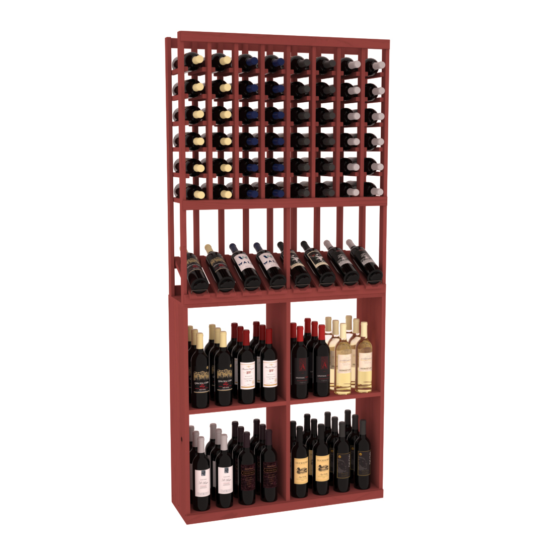 Retail High-Reveal Wine Display Rack – Ponderosa Pine / Cherry stained