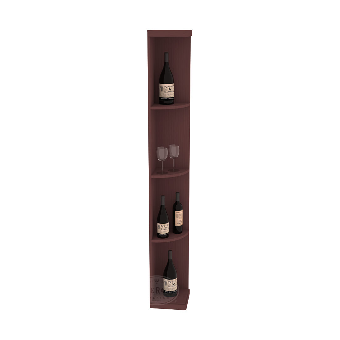Retail Quarter-Round Wine Display Rack – Pine / Walnut stained