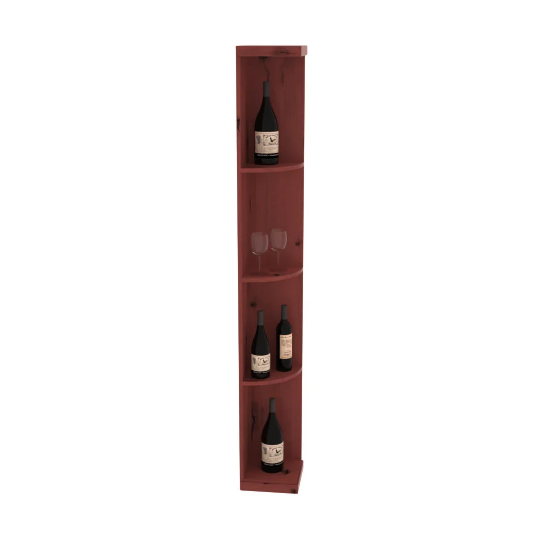InstaCellar Quarter Round Display – Premium Redwood / Walnut stained