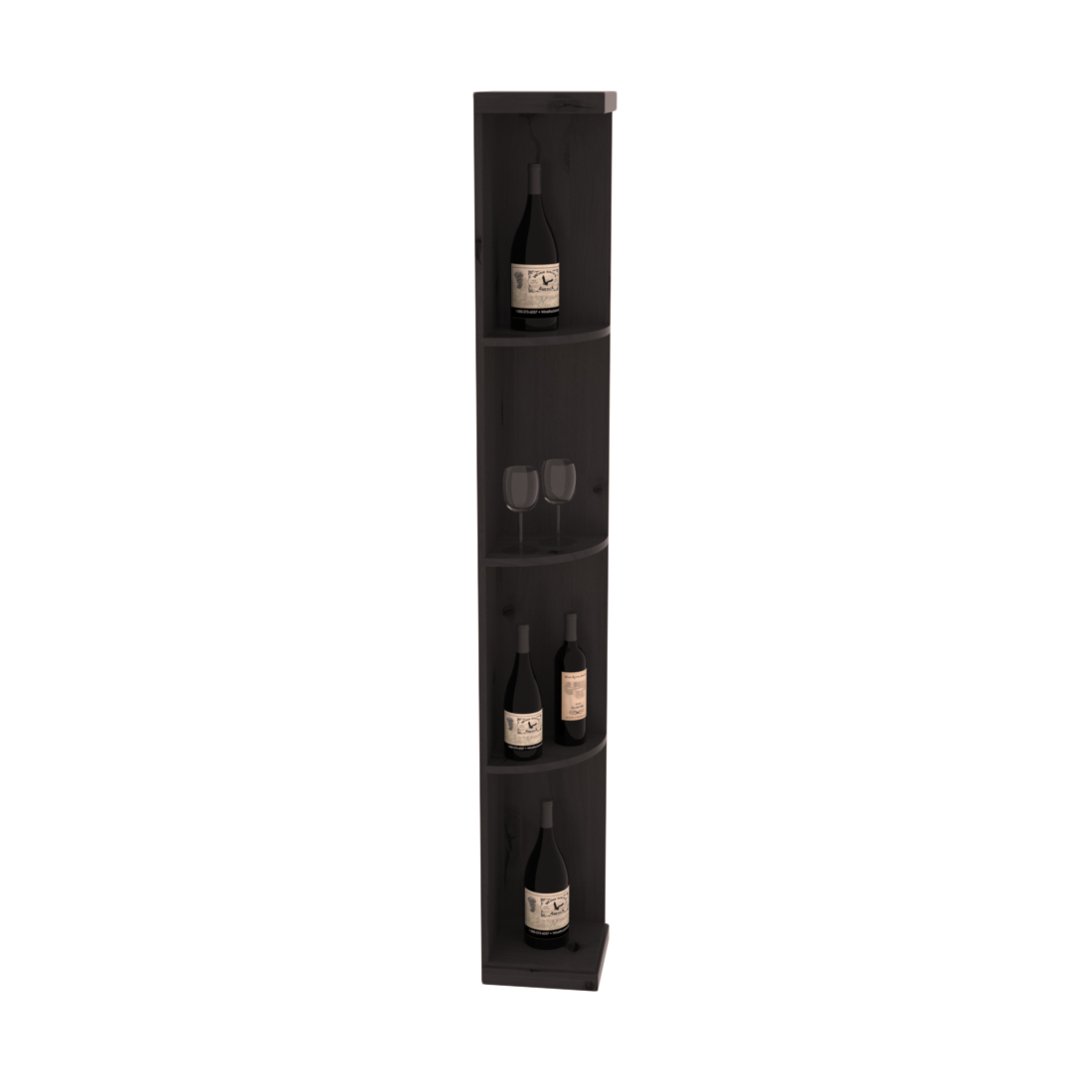 Retail Quarter-Round Wine Display Rack – Alder / Greywash stained