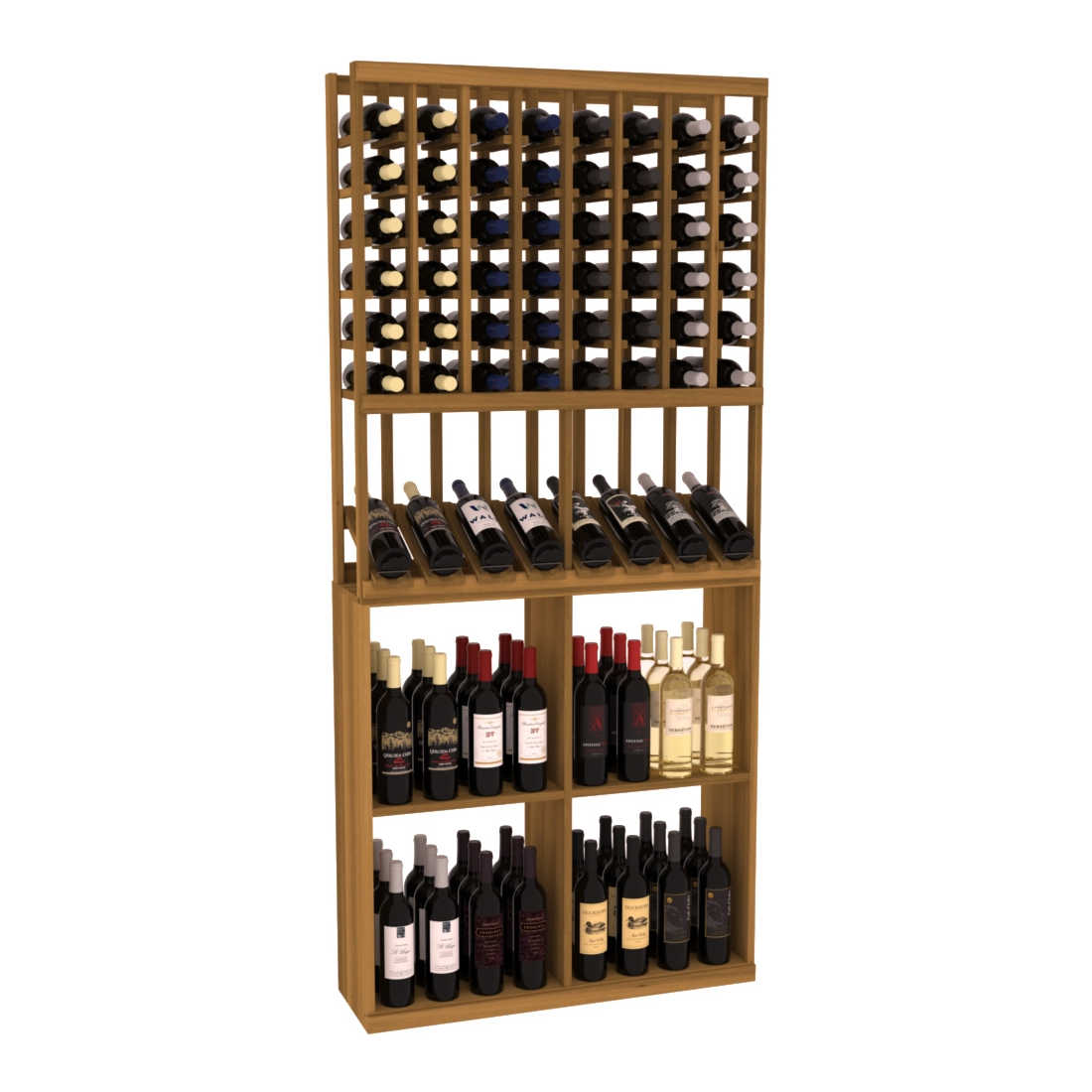 Retail High-Reveal Wine Display Rack – Premium Redwood / Walnut stained