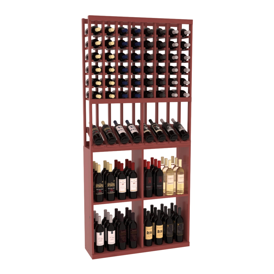 Retail High-Reveal Wine Display Rack – Ponderosa Pine / Cherry stained