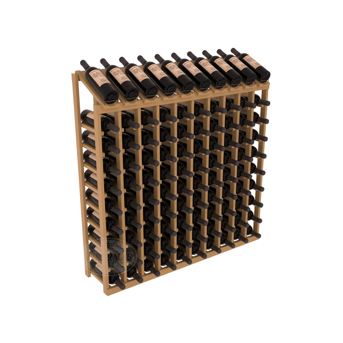 Retail Display-Top Wine Rack 10x10 – Ponderosa Pine / Oak stained