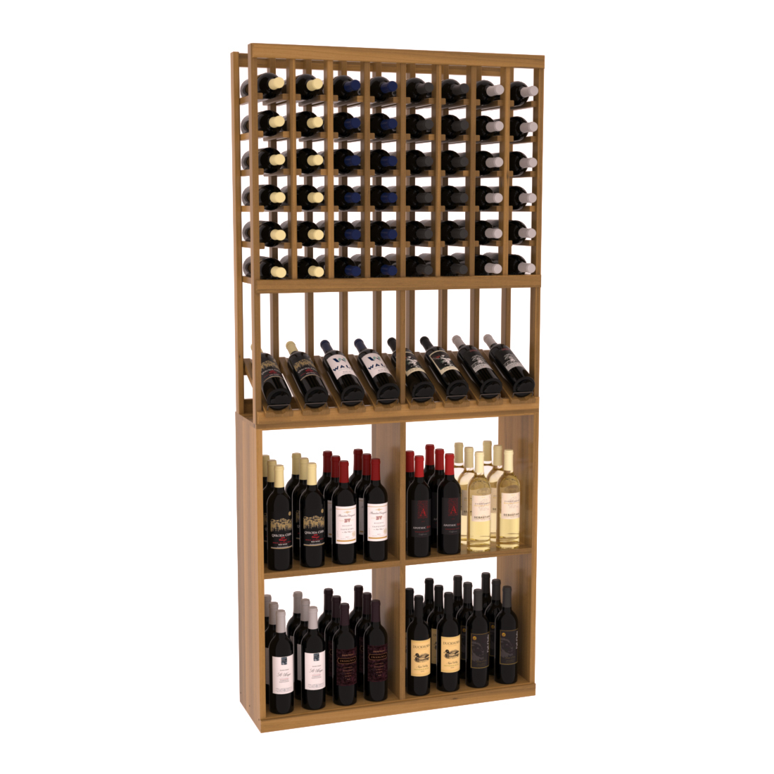 Retail High-Reveal Wine Display Rack – Premium Redwood / Walnut stained