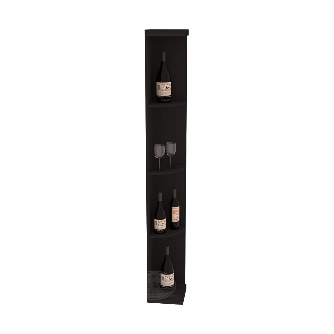 Retail Quarter-Round Wine Display Rack – Redwood / Greywash stained