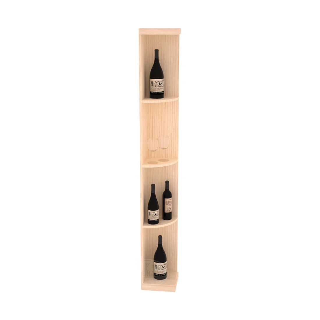 InstaCellar Quarter Round Display – Knotty Alder / Unstained