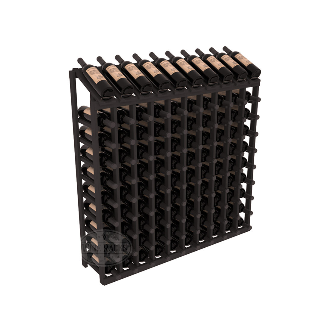 Retail Display-Top Wine Rack 10x10 – Ponderosa Pine / Black stained
