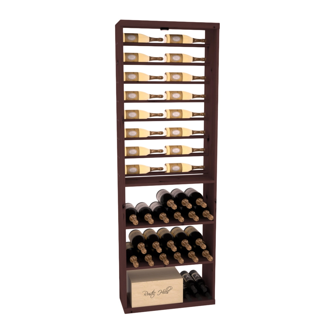 Retail Horizontal Bottle Display Rack – Knotty Alder / Walnut stained