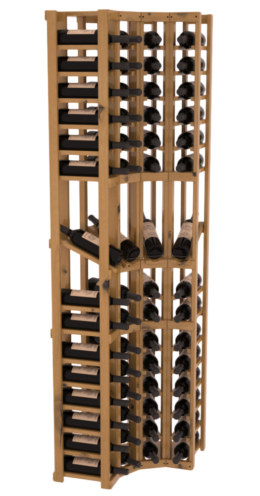 InstaCellar 4 Column Corner Display Row Rack – Premium Redwood / Oak stained