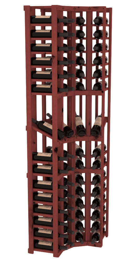 InstaCellar 4 Column Corner Display Row Rack – Premium Redwood / Cherry stained