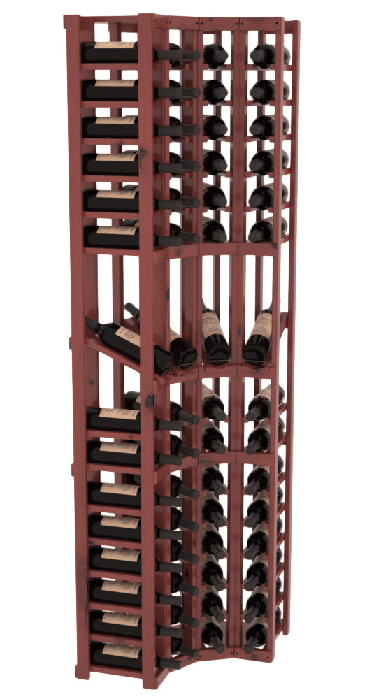 InstaCellar 4 Column Corner Display Row Rack – Premium Redwood / Cherry stained