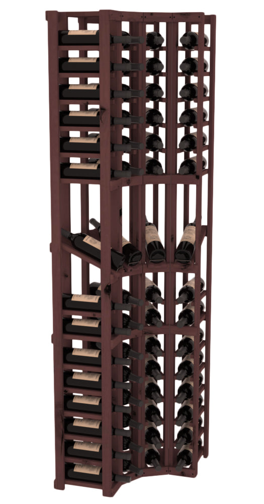 InstaCellar 4 Column Corner Display Row Rack – Premium Redwood / Walnut stained