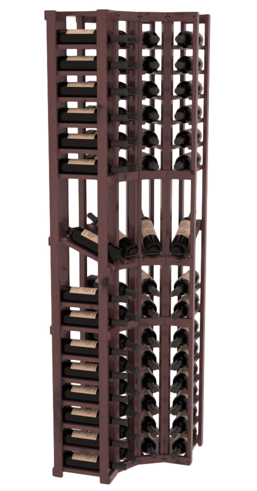 InstaCellar 4 Column Corner Display Row Rack – Premium Redwood / Walnut stained